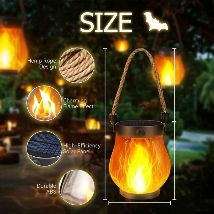 Outdoor Solar Porch Lanterns Waterproof with Flickering Flame