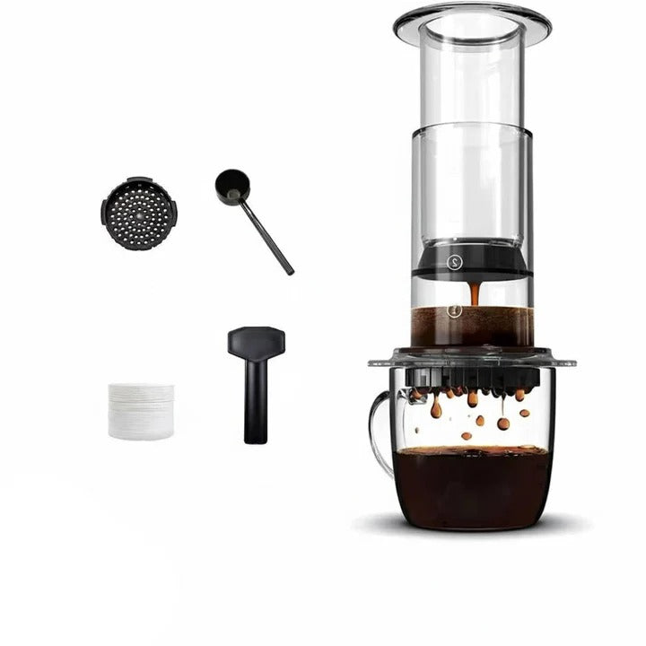 French Press Coffee Maker Stainless Steel Filter Plunger - Lenila