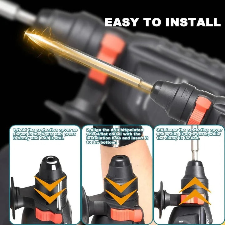 Cordless Rotary Hammer Drill Brushless Ergonomic Grip