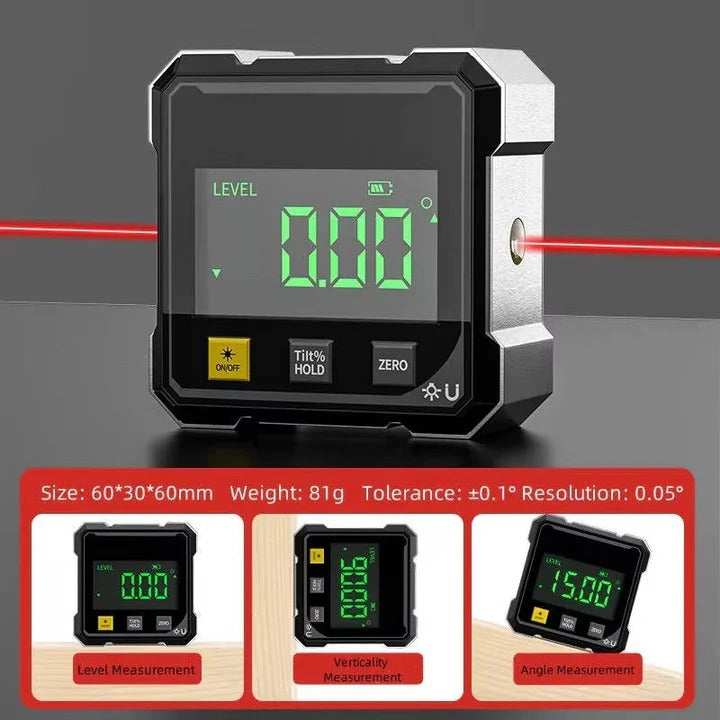 Digital Angle Finder with Laser Level and USB-C Charging