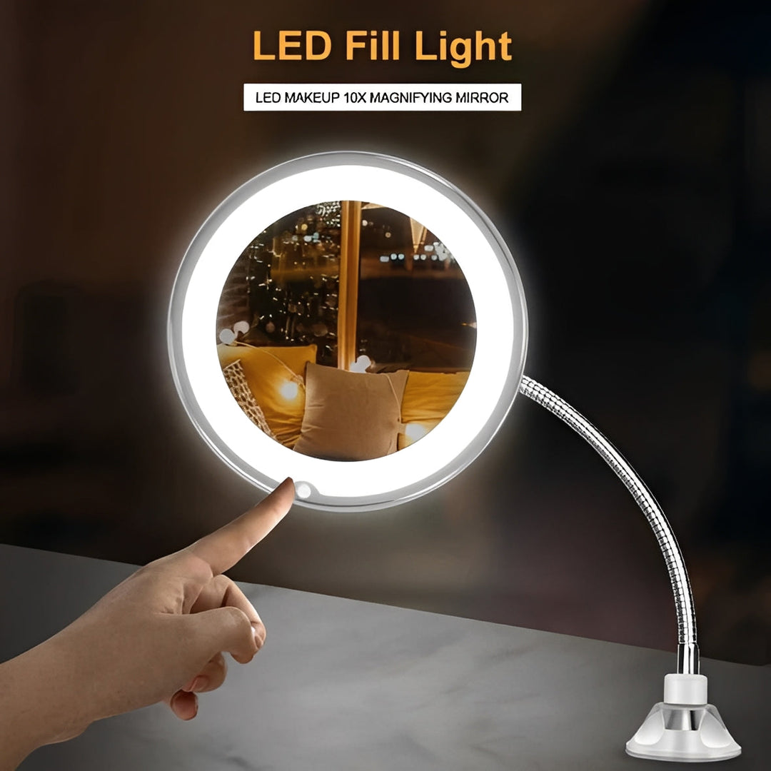 Flexible Magnifying Mirror with 10X and Adjustable Rotation