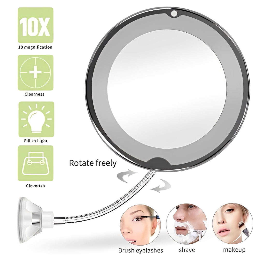 Flexible Magnifying Mirror with 10X and Adjustable Rotation