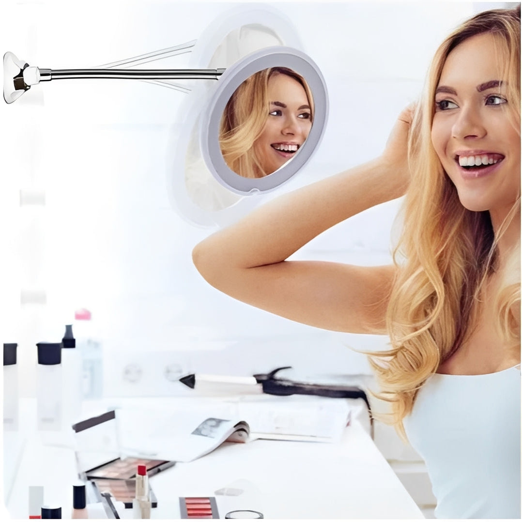 Flexible Magnifying Mirror with 10X and Adjustable Rotation