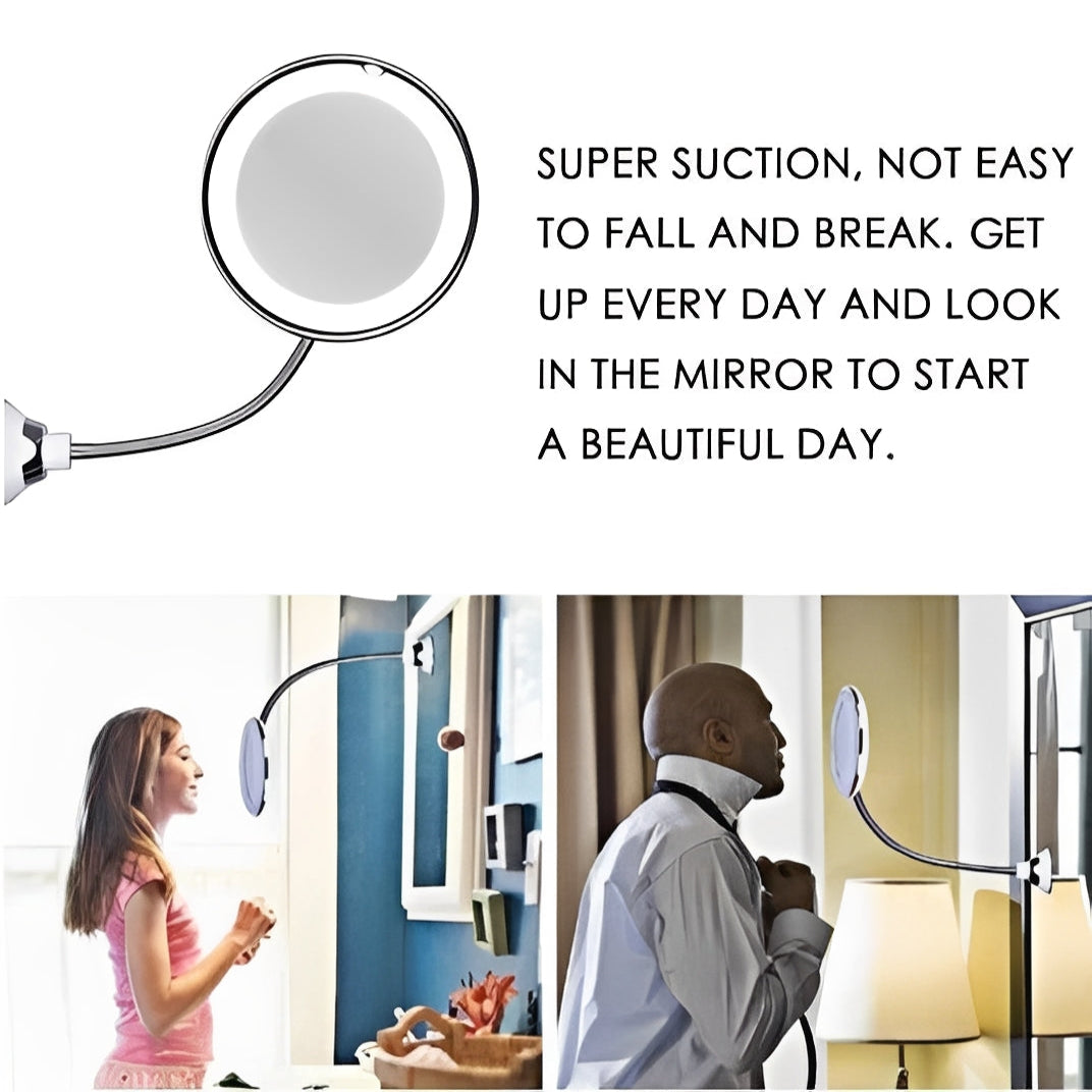 Flexible Magnifying Mirror with 10X and Adjustable Rotation