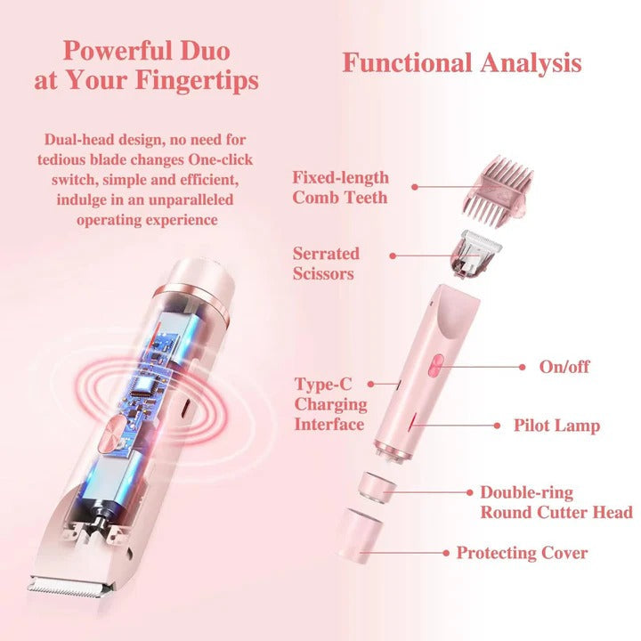 Womens Cordless Bikini Hair Trimmer Precision Blade USB Rechargeable