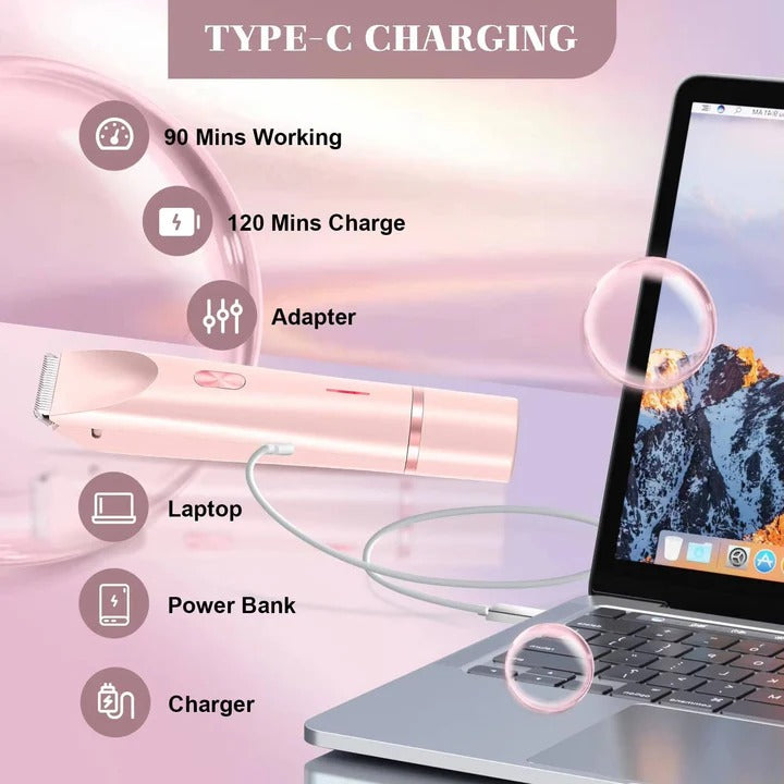 Womens Cordless Bikini Hair Trimmer Precision Blade USB Rechargeable