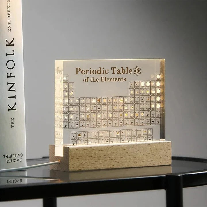 Educational Acrylic Periodic Table with Wooden Base Display - Lenila