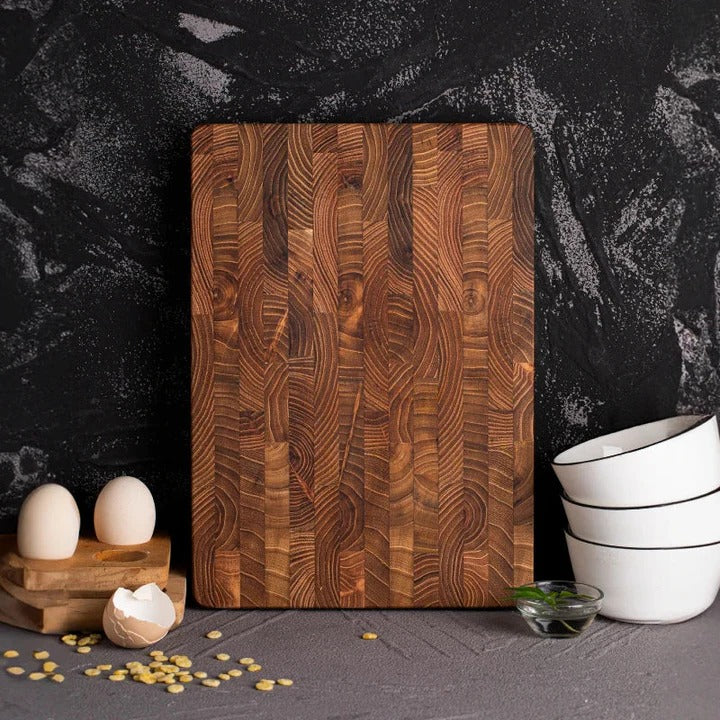 Wooden Chopping Block End Grain Cutting Board Durable Acacia Wood