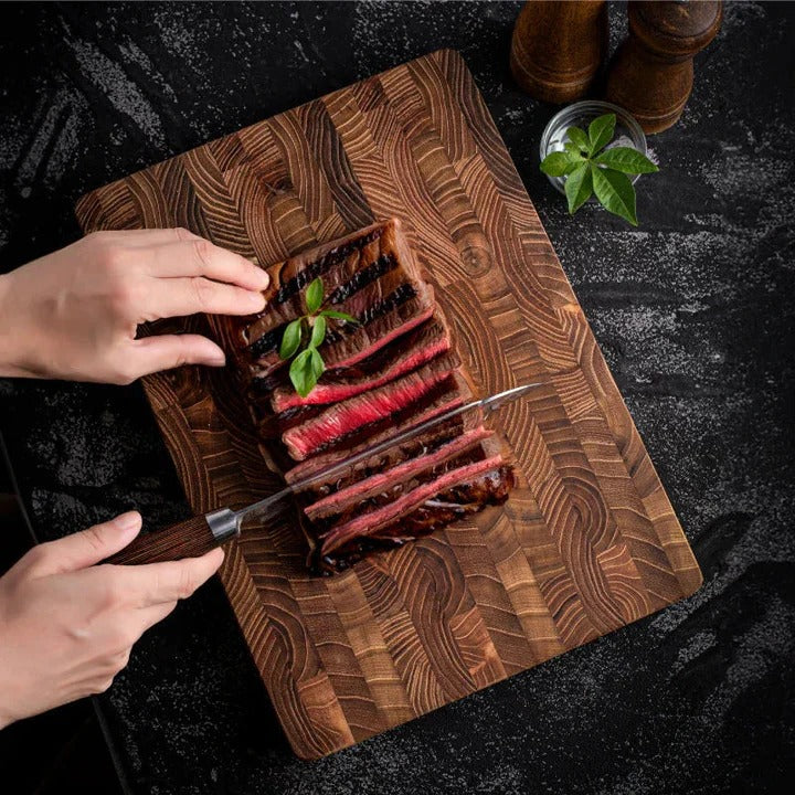 Wooden Chopping Block End Grain Cutting Board Durable Acacia Wood