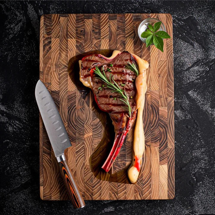 Wooden Chopping Block End Grain Cutting Board Durable Acacia Wood