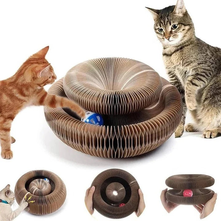 Pet Cat Scratcher with Circular Design and Integrated Ball Track - Lenila
