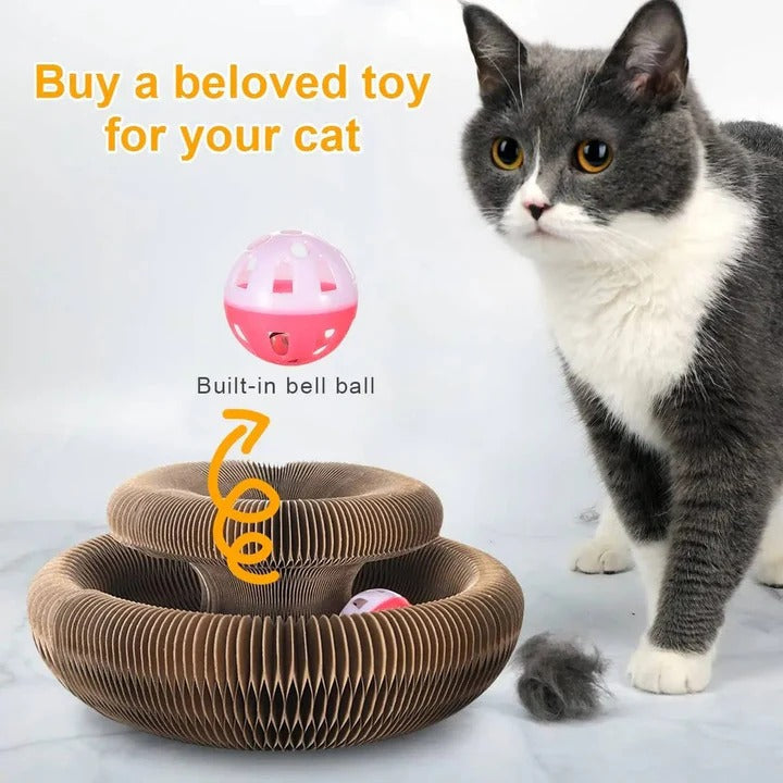 Pet Cat Scratcher with Circular Design and Integrated Ball Track