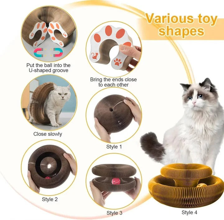 Pet Cat Scratcher with Circular Design and Integrated Ball Track