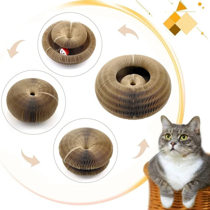 Pet Cat Scratcher with Circular Design and Integrated Ball Track