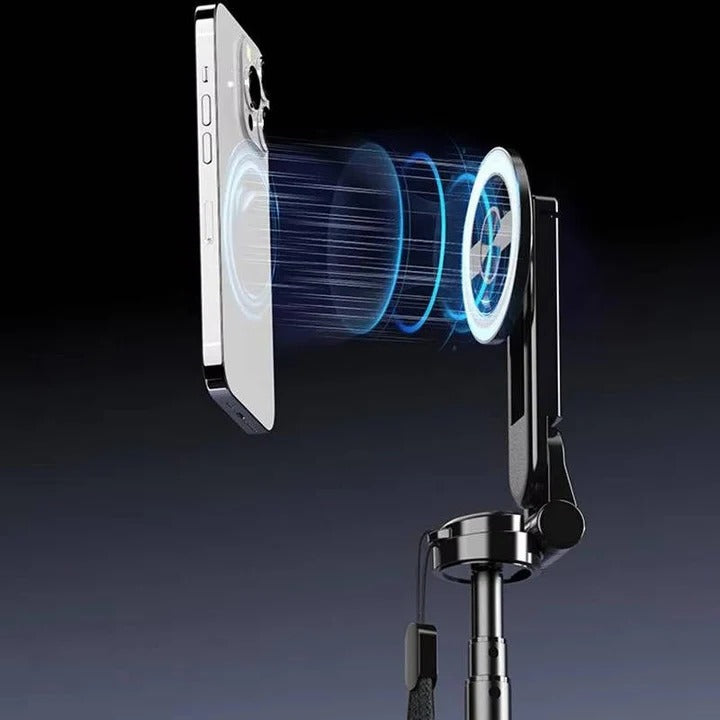 Portable Selfie Stick Tripod with Magnetic Mount and Foldable Design