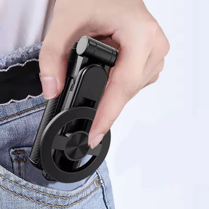 Portable Selfie Stick Tripod with Magnetic Mount and Foldable Design