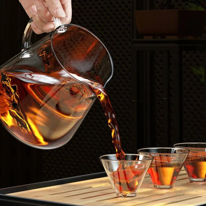 Glass Teapot with Brushed Metal Accents Heat Resistant Design