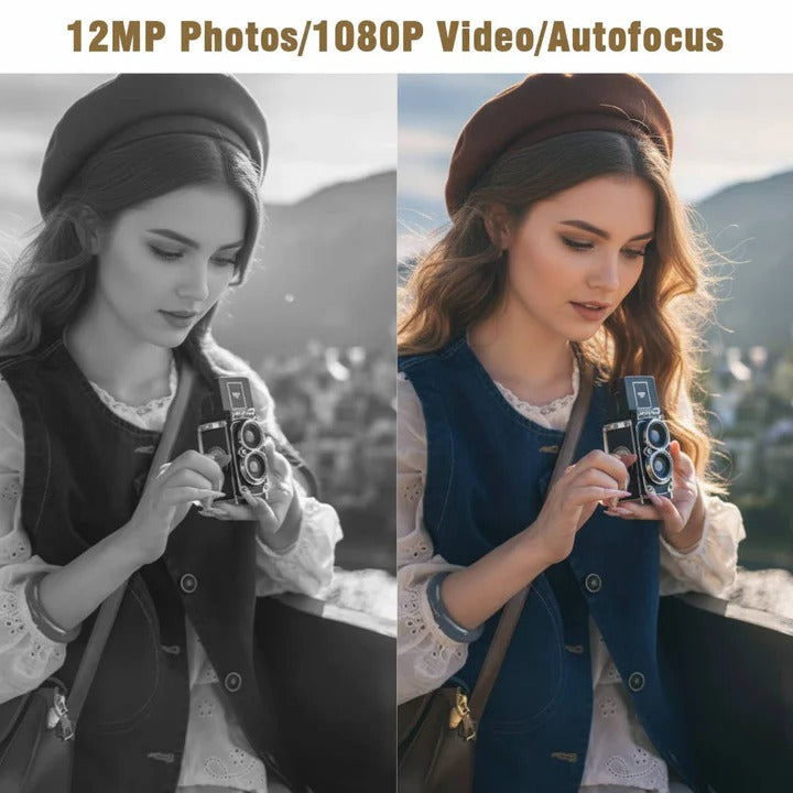 Digital Camera Vintage Style with Rechargeable Battery and Built-in