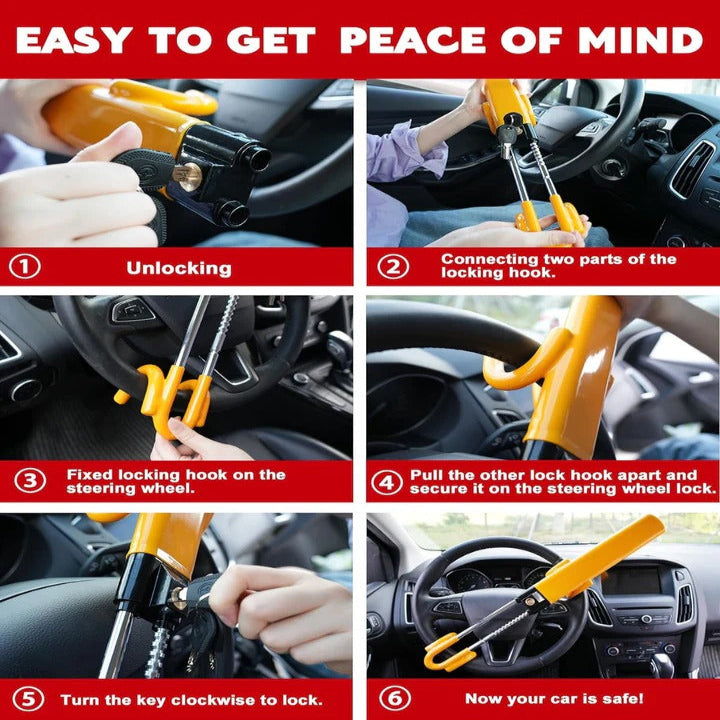 Universal Car Steering Wheel Lock Hardened Steel Adjustable