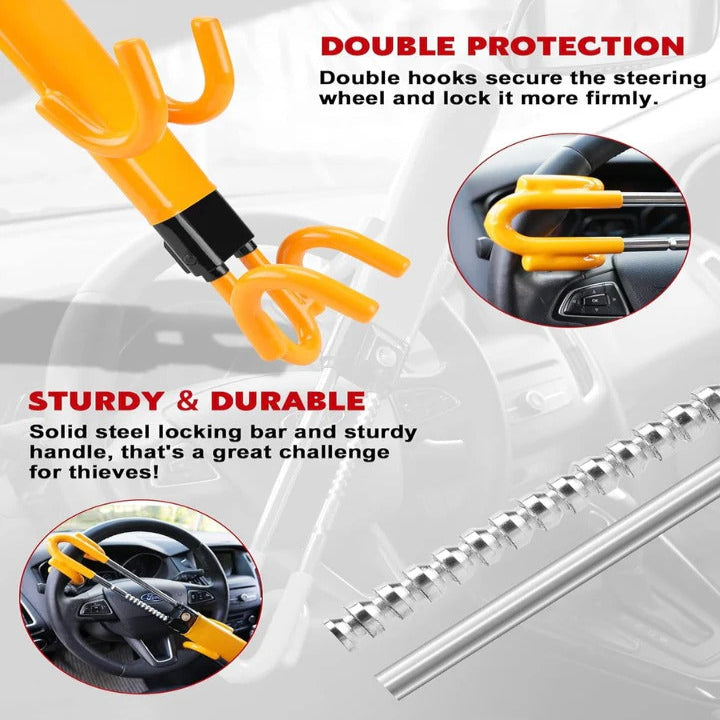 Universal Car Steering Wheel Lock Hardened Steel Adjustable
