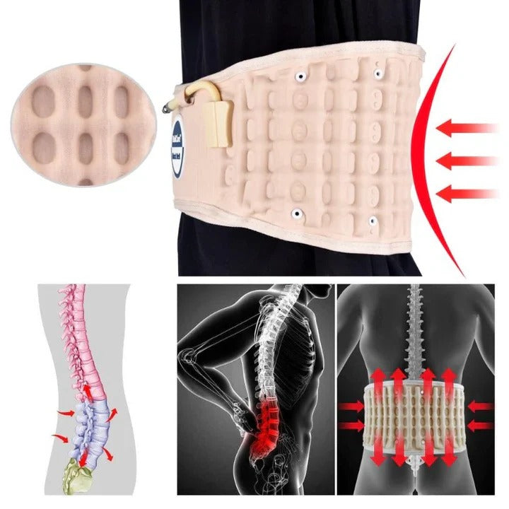 Inflatable Back Brace with Traction and Air Pressure Valve