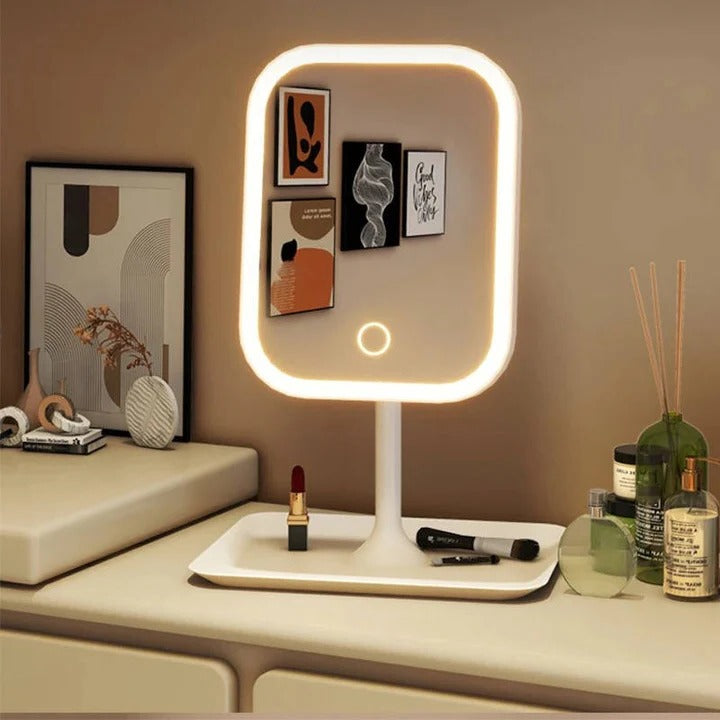 Portable Cosmetic Mirror with LED Lights High Definition Glass