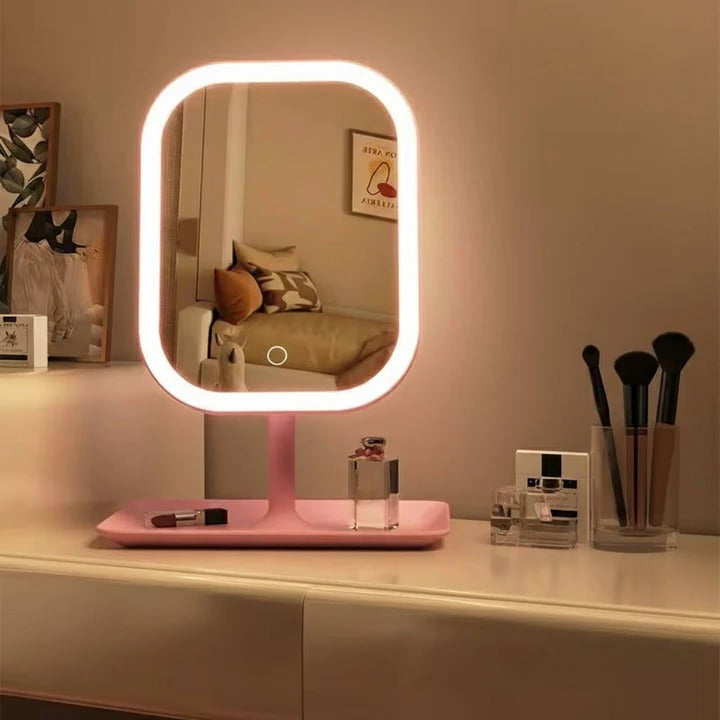 Portable Cosmetic Mirror with LED Lights High Definition Glass