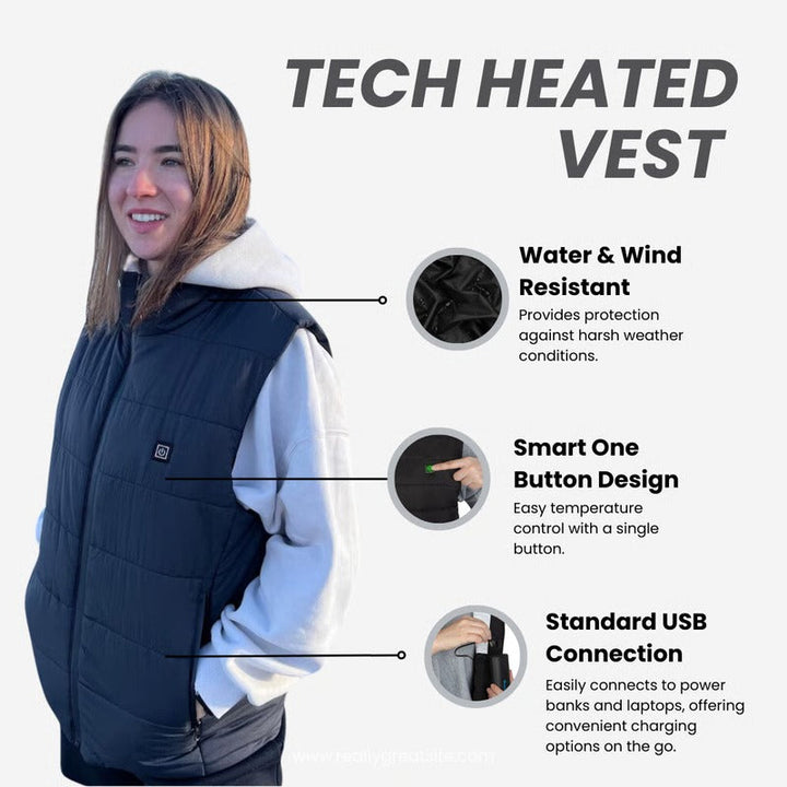 Heated Vest with Rapid Warm-Up and Lightweight Insulation