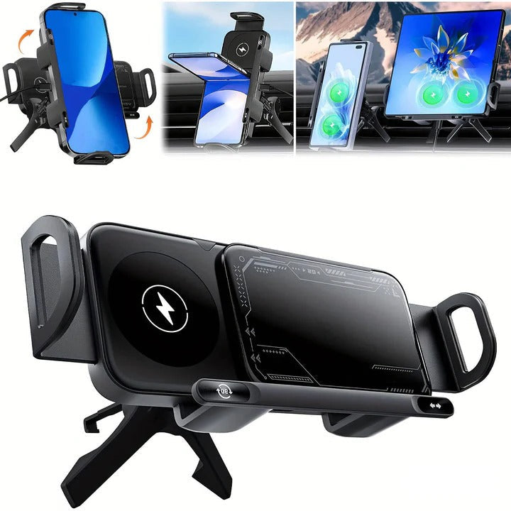 Wireless Car Charger Mount with Auto Clamping Dual Coil Fast Charging