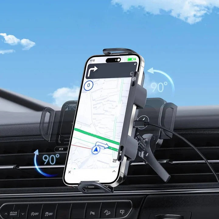 Wireless Car Charger Mount with Auto Clamping Dual Coil Fast Charging