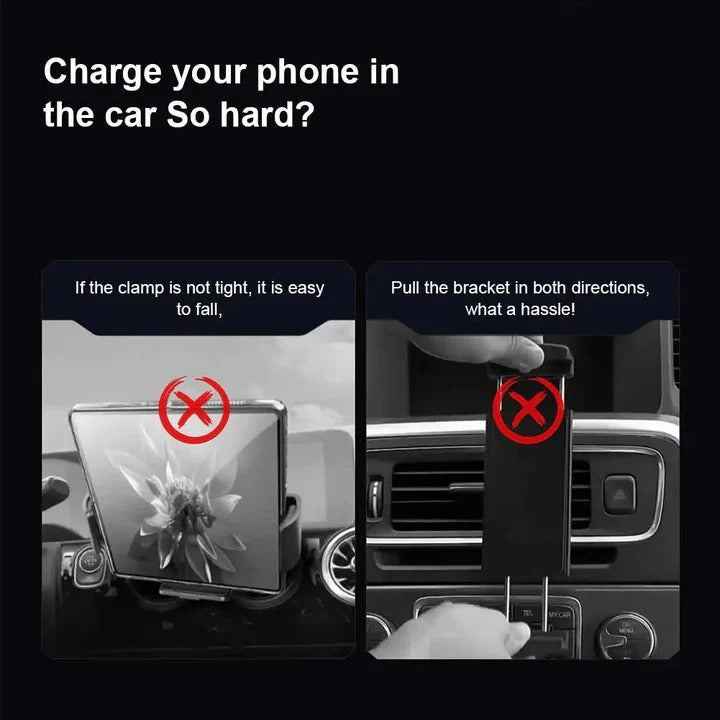 Wireless Car Charger Mount with Auto Clamping Dual Coil Fast Charging