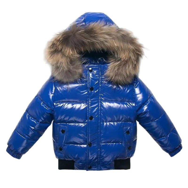 Kids Down Insulated Parka with Water Resistant Shell and Fur Trim Hood