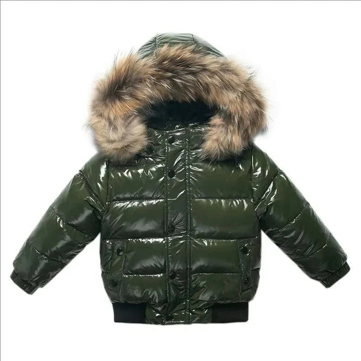 Kids Down Insulated Parka with Water Resistant Shell and Fur Trim Hood