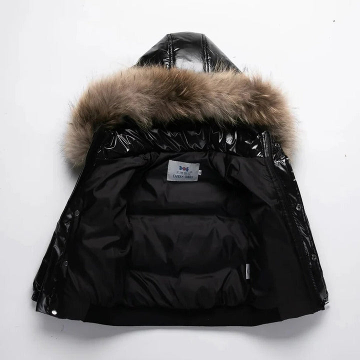 Kids Down Insulated Parka with Water Resistant Shell and Fur Trim Hood