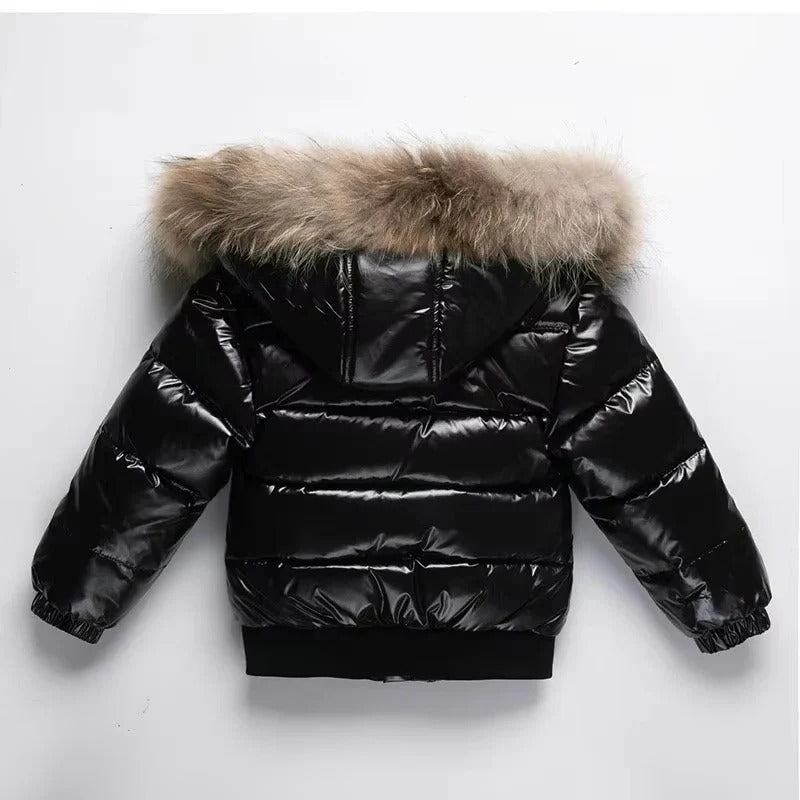 Kids Down Insulated Parka with Water Resistant Shell and Fur Trim Hood