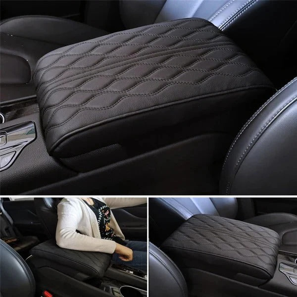 Universal Car Armrest Cushion Quilted Leather Style - Lenila