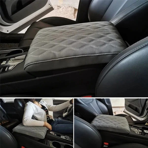 Universal Car Armrest Cushion Quilted Leather Style