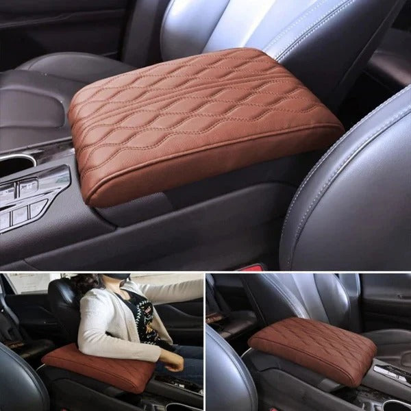 Universal Car Armrest Cushion Quilted Leather Style