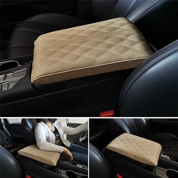 Universal Car Armrest Cushion Quilted Leather Style