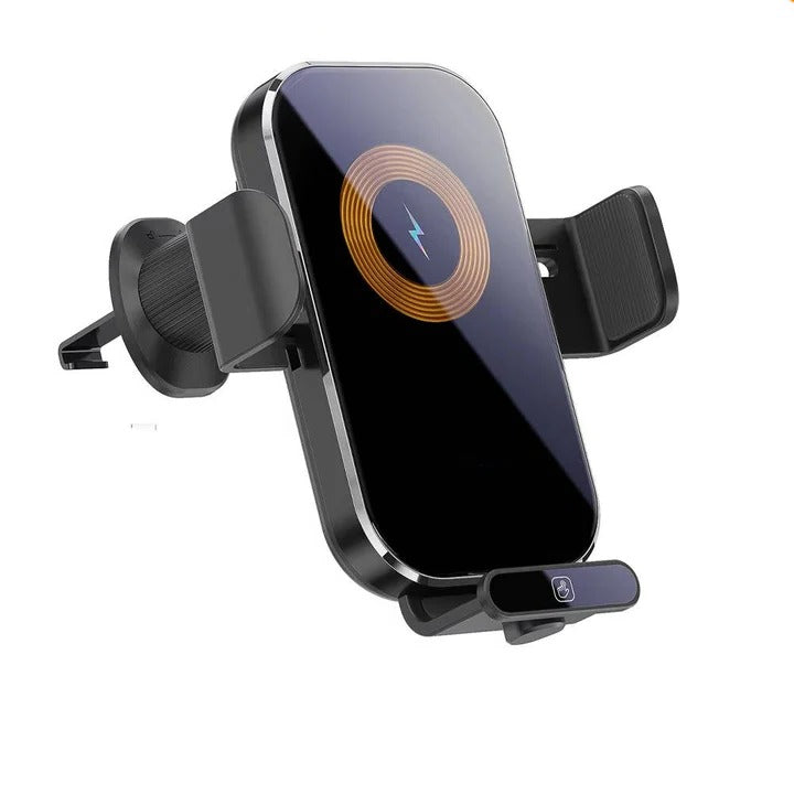 Wireless Car Charger Mount with Auto Clamping Dashboard and Vent Clip - Lenila