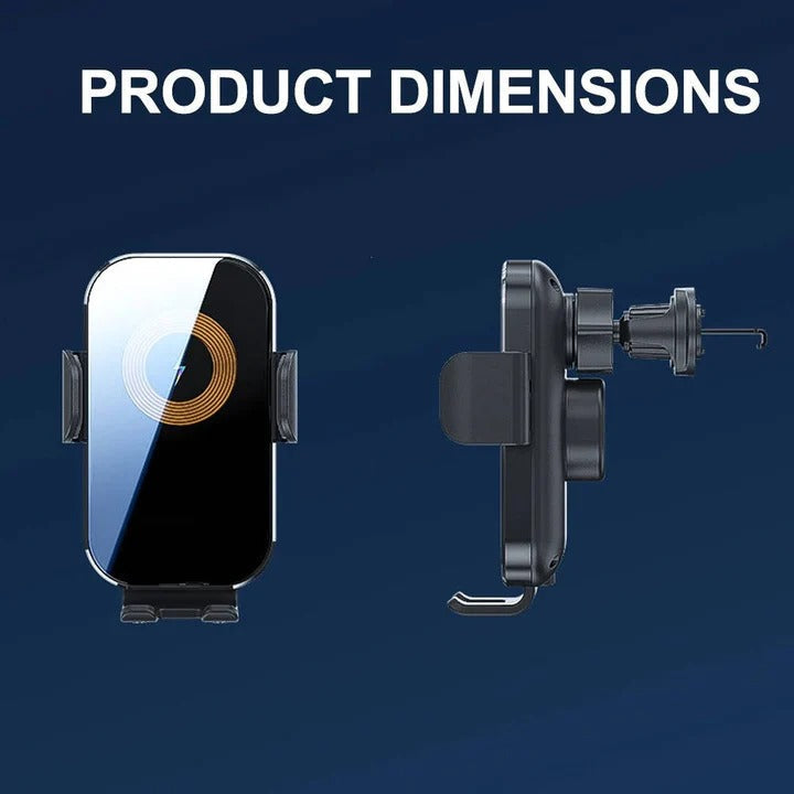 Wireless Car Charger Mount with Auto Clamping Dashboard and Vent Clip
