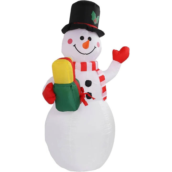 Outdoor Inflatable Snowman Decoration with Rotating LED Lights