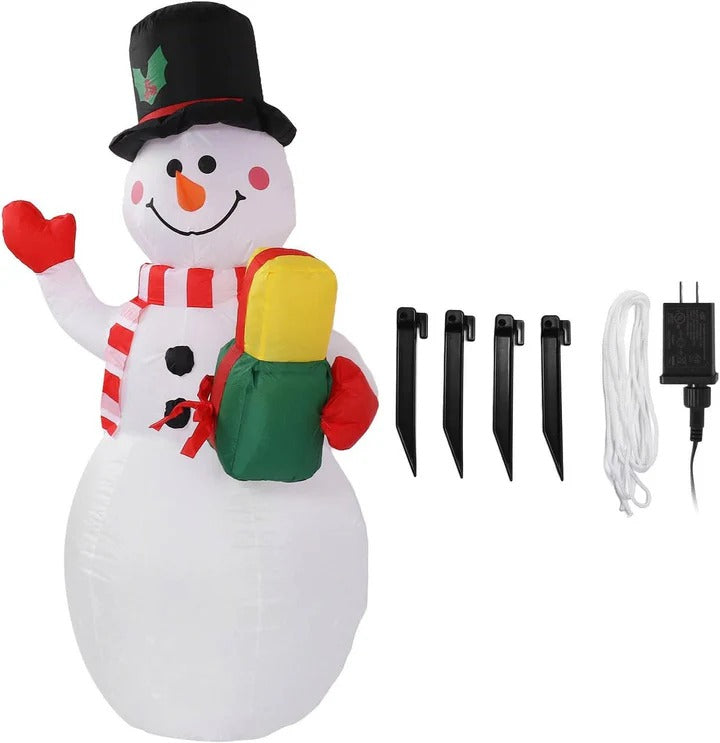 Outdoor Inflatable Snowman Decoration with Rotating LED Lights