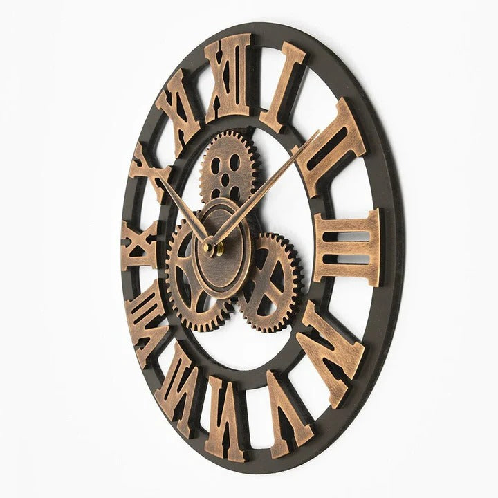 Wall Clock Industrial Style Silent Non-Ticking Roman Numerals