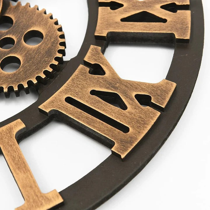 Wall Clock Industrial Style Silent Non-Ticking Roman Numerals