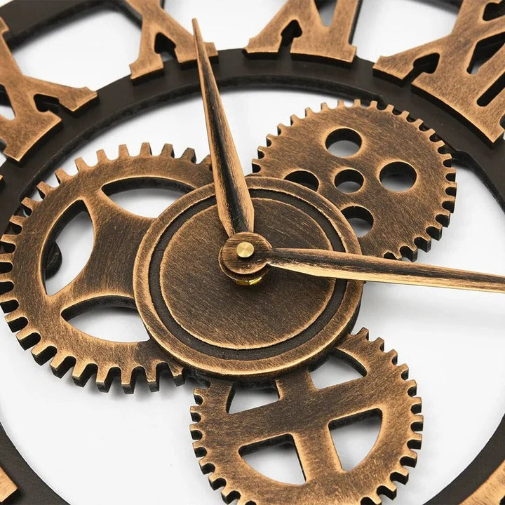 Wall Clock Industrial Style Silent Non-Ticking Roman Numerals