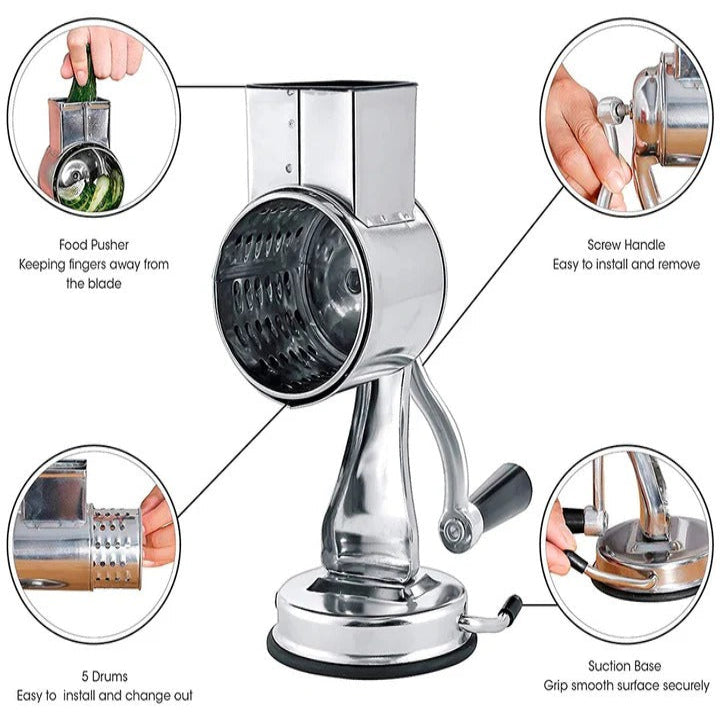 Rotary Kitchen Grater Shredder and Slicer Tool
