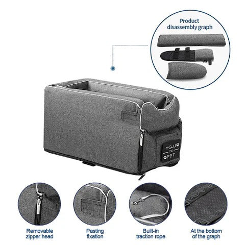 Pet Armrest Seat and Travel Bag for Small Dogs and Cats