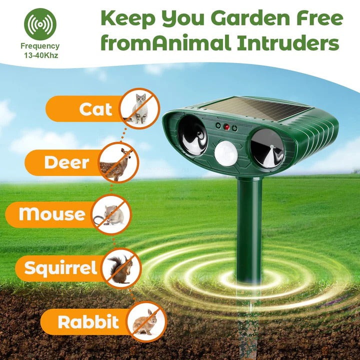 Outdoor Solar Ultrasonic Bird Repellent Motion-Activated Garden