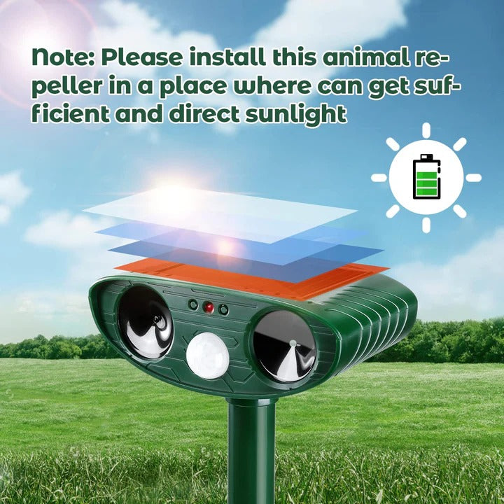 Outdoor Solar Ultrasonic Bird Repellent Motion-Activated Garden